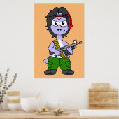 Illustration eines als Rambo verkleideten Brontosa Poster (Küche)