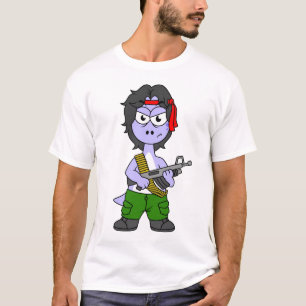 Illustration eines als Rambo verkleideten Brontosa T-Shirt