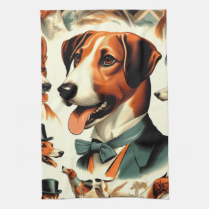 Illustration eines alten englischen Fuchsjagd-Hund Geschirrtuch