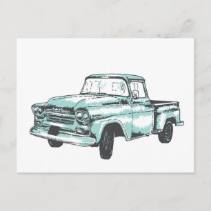Illustration eines alten Lastwagens Postkarte