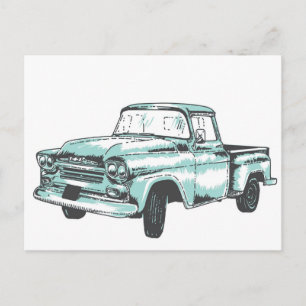 Illustration eines alten Lastwagens Postkarte