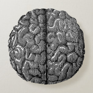 Illustration eines alten menschlichen Gehirns Rundes Kissen