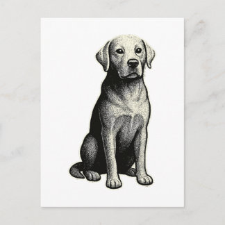 Illustration eines alten sitzenden Hundes Postkarte