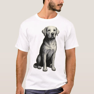 Illustration eines alten sitzenden Hundes T-Shirt