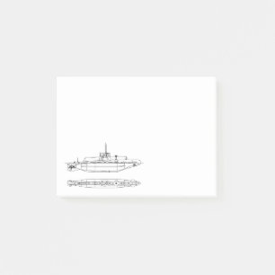 Illustration eines alten U-Boots Post-it Klebezettel