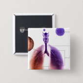 Illustration eines Asthmaanfalls vom Blütenstaub Button (Vorne & Hinten)