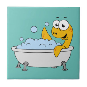 Illustration eines Badesauges Ness Monster. Fliese