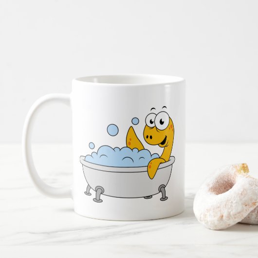 Illustration eines Badesauges Ness Monster. Kaffeetasse (Mit Donut)