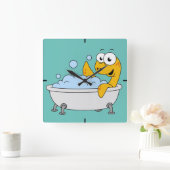 Illustration eines Badesauges Ness Monster. Quadratische Wanduhr (Zuhause)