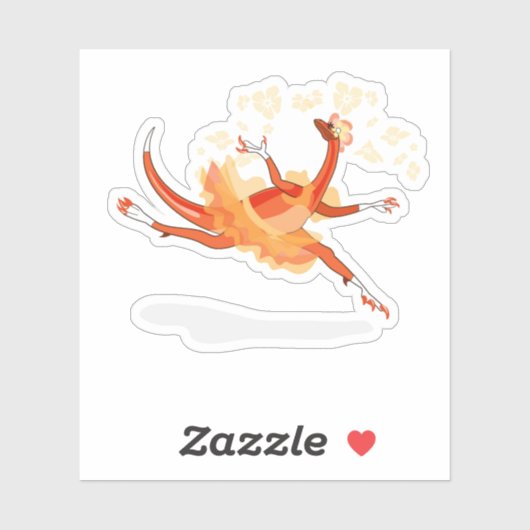 Illustration eines Ballerina TanzRaptors. 2 Aufkleber (Blatt)