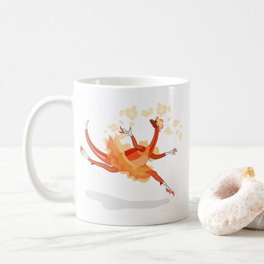 Illustration eines Ballerina TanzRaptors. 2 Kaffeetasse (Mit Donut)