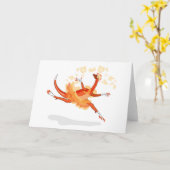 Illustration eines Ballerina TanzRaptors. 2 Karte (Gelbe Blume)