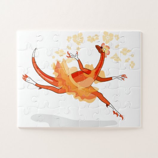 Illustration eines Ballerina TanzRaptors. 2 Puzzle (Horizontal)