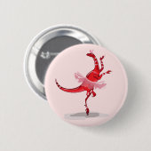 Illustration eines Ballerina TanzRaptors. Button (Vorne & Hinten)