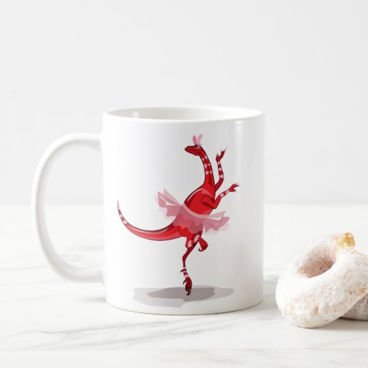 Illustration eines Ballerina TanzRaptors. Kaffeetasse (Mit Donut)