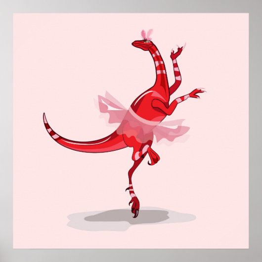Illustration eines Ballerina TanzRaptors. Poster (Vorne)