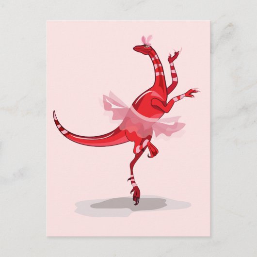 Illustration eines Ballerina TanzRaptors. Postkarte (Vorderseite)
