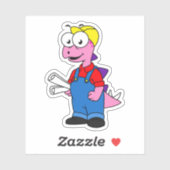 Illustration eines Bauarbeiters für Stegosaurus. Aufkleber (Blatt)