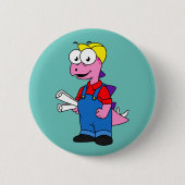 Illustration eines Bauarbeiters für Stegosaurus. Button (Vorderseite)