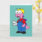 Illustration eines Bauarbeiters für Stegosaurus. Karte (Gelbe Blume)