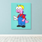 Illustration eines Bauarbeiters für Stegosaurus. Leinwanddruck (Insitu (Holzboden))