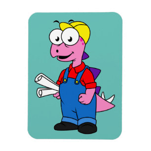 Illustration eines Bauarbeiters für Stegosaurus. Magnet