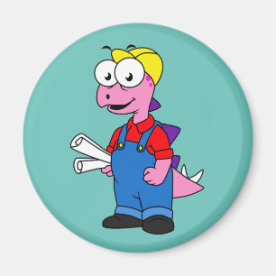 Illustration eines Bauarbeiters für Stegosaurus. Magnet