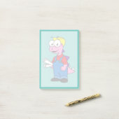 Illustration eines Bauarbeiters für Stegosaurus. Post-it Klebezettel (Auf Schreibtisch)