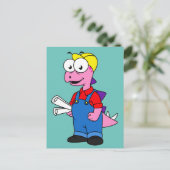Illustration eines Bauarbeiters für Stegosaurus. Postkarte (Stehend Vorderseite)