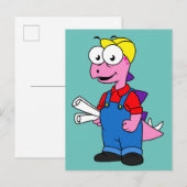 Illustration eines Bauarbeiters für Stegosaurus. Postkarte (Vorne/Hinten)