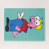 Illustration eines Bauarbeiters für Stegosaurus. Puzzle (Horizontal)