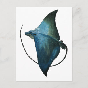 Illustration eines blauen Stachelrochens Postkarte