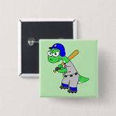 Illustration eines Brontosaurus Baseball-Spielers. Button (Vorne & Hinten)