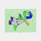 Illustration eines Brontosaurus Baseball-Spielers. Fleecedecke (Vorderseite (Horizontal))