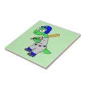 Illustration eines Brontosaurus Baseball-Spielers. Fliese (Seite)