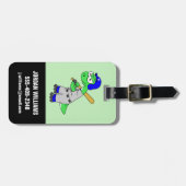 Illustration eines Brontosaurus Baseball-Spielers. Gepäckanhänger (Vorderseite horizontal)