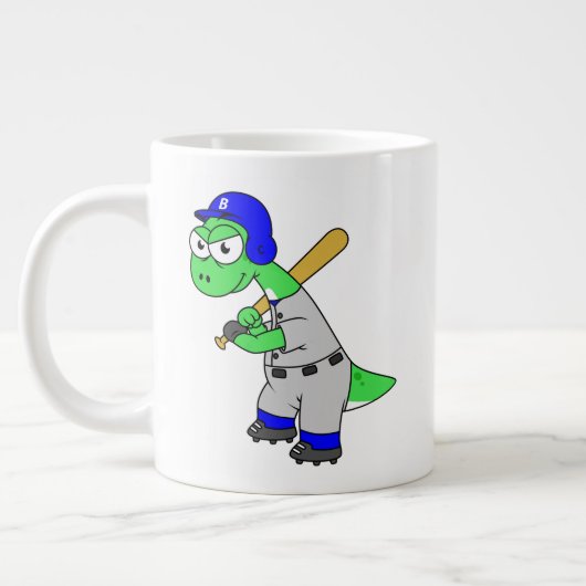 Illustration eines Brontosaurus Baseball-Spielers. Jumbo-Tasse (Links)
