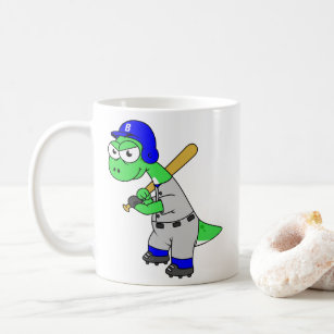 Illustration eines Brontosaurus Baseball-Spielers. Kaffeetasse