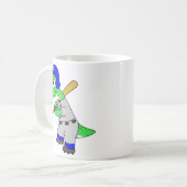 Illustration eines Brontosaurus Baseball-Spielers. Kaffeetasse (Vorderseite Links)
