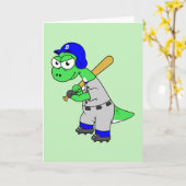 Illustration eines Brontosaurus Baseball-Spielers. Karte (Gelbe Blume)