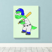 Illustration eines Brontosaurus Baseball-Spielers. Leinwanddruck (Insitu (Holzboden))