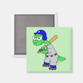 Illustration eines Brontosaurus Baseball-Spielers. Magnet (Vorderseite/Rückseite)