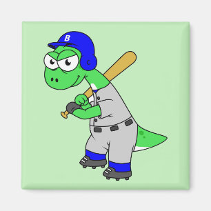 Illustration eines Brontosaurus Baseball-Spielers. Magnet