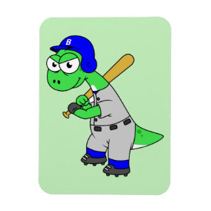 Illustration eines Brontosaurus Baseball-Spielers. Magnet