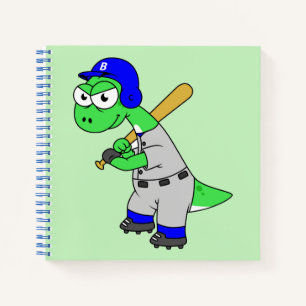 Illustration eines Brontosaurus Baseball-Spielers. Notizblock