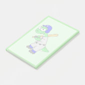 Illustration eines Brontosaurus Baseball-Spielers. Post-it Klebezettel (angewinkelt)