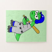 Illustration eines Brontosaurus Baseball-Spielers. Puzzle (Horizontal)