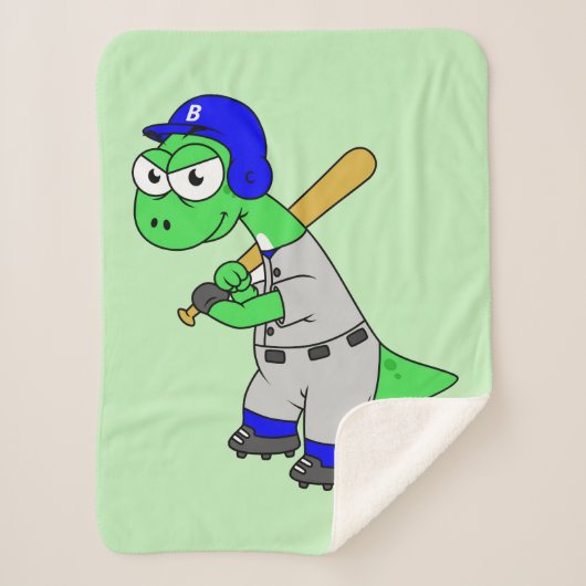Illustration eines Brontosaurus Baseball-Spielers. Sherpadecke (Vorderseite)