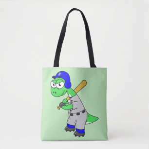 Illustration eines Brontosaurus Baseball-Spielers. Tasche