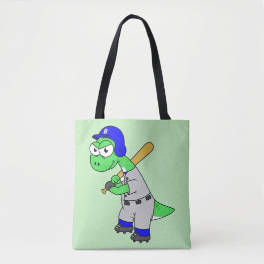Illustration eines Brontosaurus Baseball-Spielers. Tasche (Vorderseite)